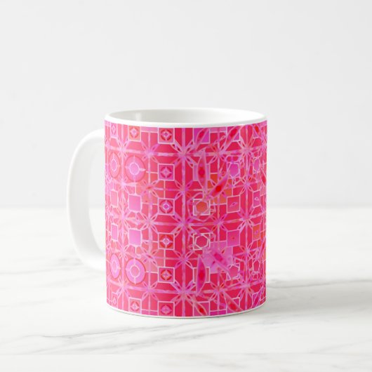 Tribal-Batik - Fuchsienrosa-Töne Kaffeetasse (Vorderseite Links)