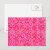 Tribal-Batik - Fuchsienrosa-Töne Postkarte (Vorne/Hinten)