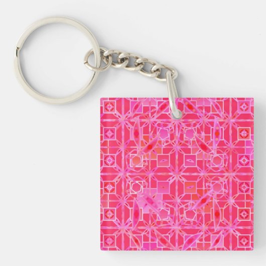 Tribal-Batik - Fuchsienrosa-Töne Schlüsselanhänger (Vorderseite)