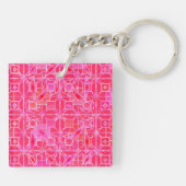 Tribal-Batik - Fuchsienrosa-Töne Schlüsselanhänger (Rückseite)