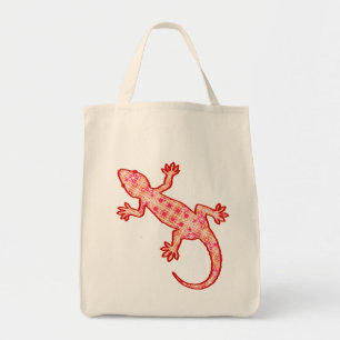 Tribal batik Gecko - Coral Orange and Creme Tragetasche