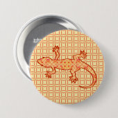 Tribal Batik Gecko - Korallen und hellorange Button (Vorne & Hinten)
