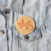 Tribal Batik Gecko - Korallen und hellorange Button (Beispiel)
