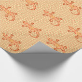 Tribal Batik Gecko - Korallen und hellorange Geschenkpapier (Ecke)