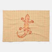 Tribal Batik Gecko - Korallen und hellorange Handtuch (Horizontal)