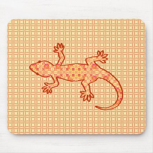 Tribal Batik Gecko - Korallen und hellorange Mousepad (Vorne)