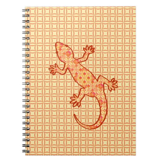 Tribal Batik Gecko - Korallen und hellorange Notizblock (Vorderseite)