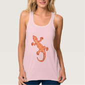 Tribal Batik Gecko - Korallen und hellorange Tank Top (Vorderseite)