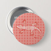 Tribal Batik Gecko - Korallenrosa und -creme Button (Vorne & Hinten)