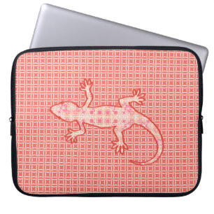 Tribal Batik Gecko - Korallenrosa und -creme Laptopschutzhülle
