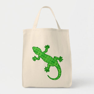 Tribal Batik Gecko - Limon und Emerald Green Tragetasche