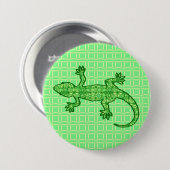 Tribal batik Gecko - Limon und smaragdgrün Button (Vorne & Hinten)