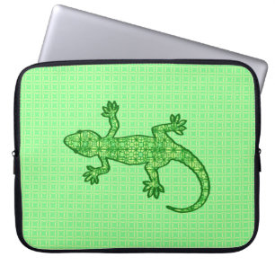 Tribal batik Gecko - Limon und smaragdgrün Laptopschutzhülle