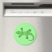 Tribal batik Gecko - Limon und smaragdgrün Magnet (In Situ (Geschirrspüler))