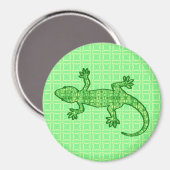 Tribal batik Gecko - Limon und smaragdgrün Magnet (Vorderseite/Rückseite)