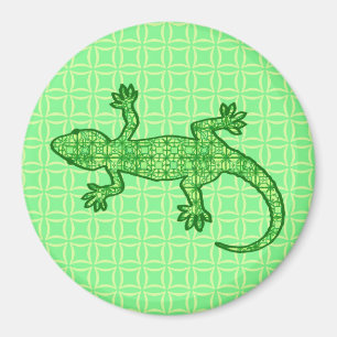 Tribal batik Gecko - Limon und smaragdgrün Magnet