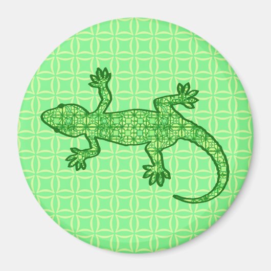 Tribal batik Gecko - Limon und smaragdgrün Magnet (Vorne)