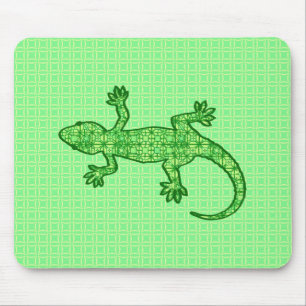 Tribal batik Gecko - Limon und smaragdgrün Mousepad