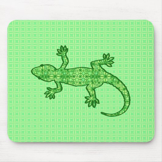 Tribal batik Gecko - Limon und smaragdgrün Mousepad (Vorne)