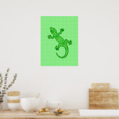 Tribal batik Gecko - Limon und smaragdgrün Poster (Küche)
