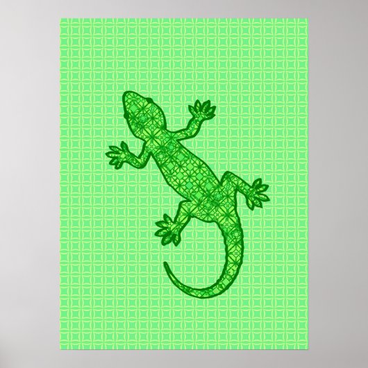 Tribal batik Gecko - Limon und smaragdgrün Poster (Vorne)