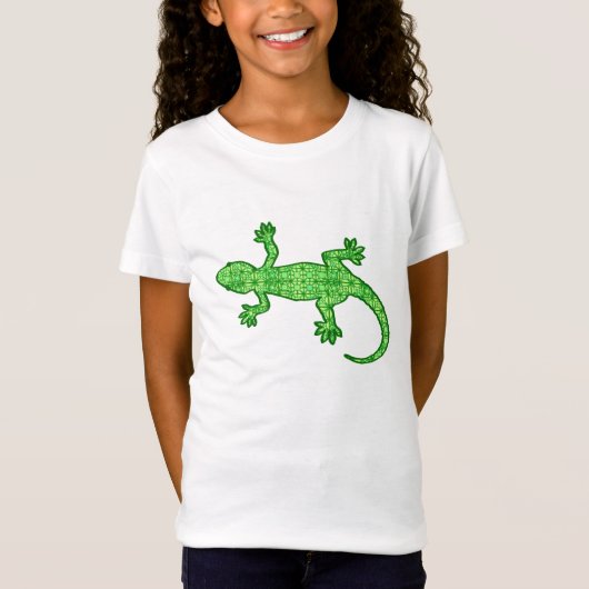 Tribal batik Gecko - Limon und smaragdgrün T-Shirt (Vorderseite)