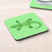 Tribal batik Gecko - Limon und smaragdgrün Untersetzer (Linke Seite)