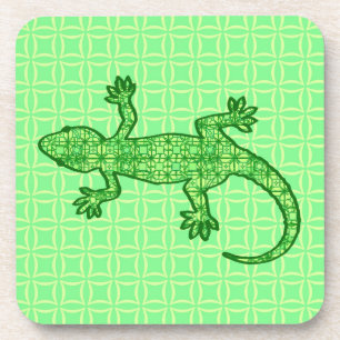 Tribal batik Gecko - Limon und smaragdgrün Untersetzer