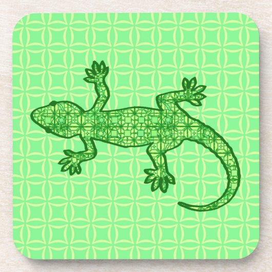 Tribal batik Gecko - Limon und smaragdgrün Untersetzer (Vorderseite)