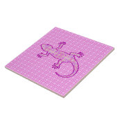 Tribal batik Gecko - Orchid und Muschel pink Fliese (Seite)