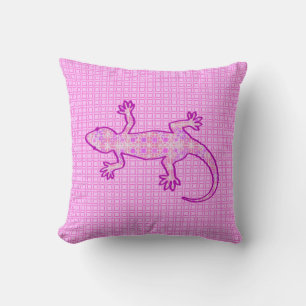 Tribal batik Gecko - Orchid und Muschel pink Kissen