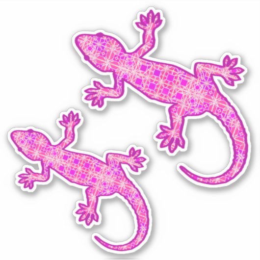 Tribal Batik Gecko, Orchid und Muschel Rosa Aufkleber (Vorderseite)