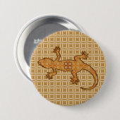 Tribal Batik Gecko - Rost, Bernstein und Bein Button (Vorne & Hinten)