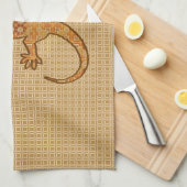 Tribal Batik Gecko - Rost, Bernstein und Bein Handtuch (Viertel Falte)
