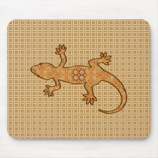 Tribal Batik Gecko - Rost, Bernstein und Bein Mousepad (Vorne)
