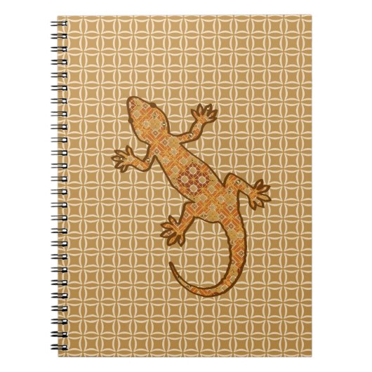 Tribal Batik Gecko - Rost, Bernstein und Bein Notizblock (Vorderseite)