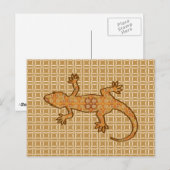 Tribal Batik Gecko - Rost, Bernstein und Bein Postkarte (Vorne/Hinten)