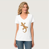 Tribal Batik Gecko - Rost, Bernstein und Bein T-Shirt (Vorderseite Vollansicht)