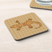Tribal Batik Gecko - Rost, Bernstein und Bein Untersetzer (Linke Seite)