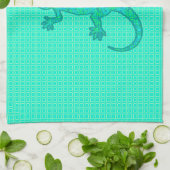 Tribal batik Gecko - Türkis / Pfau Küchentuch (Gefaltet)