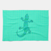Tribal batik Gecko - Türkis / Pfau Küchentuch (Horizontal)
