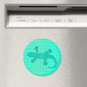 Tribal batik Gecko - Türkis / Pfau Magnet (In Situ (Geschirrspüler))