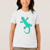 Tribal batik Gecko - Türkis / Pfau Tri-Blend Shirt (Vorderseite)