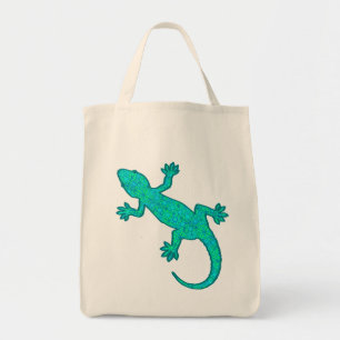 Tribal Batik Gecko - Türkis und Aqua Tragetasche