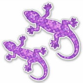 Tribal Batik Gecko, Violet und Amethyst Lila Aufkleber (Vorderseite)