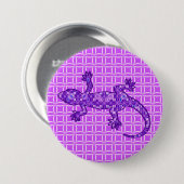 Tribal batik Gecko - Violett und Amethyst lila Button (Vorne & Hinten)