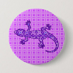 Tribal batik Gecko - Violett und Amethyst lila Button