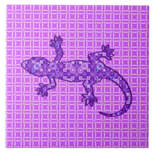 Tribal batik Gecko - Violett und Amethyst lila Fliese