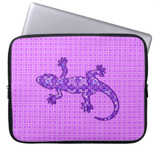 Tribal batik Gecko - Violett und Amethyst lila Laptopschutzhülle