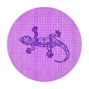 Tribal batik Gecko - Violett und Amethyst lila Schneidebrett